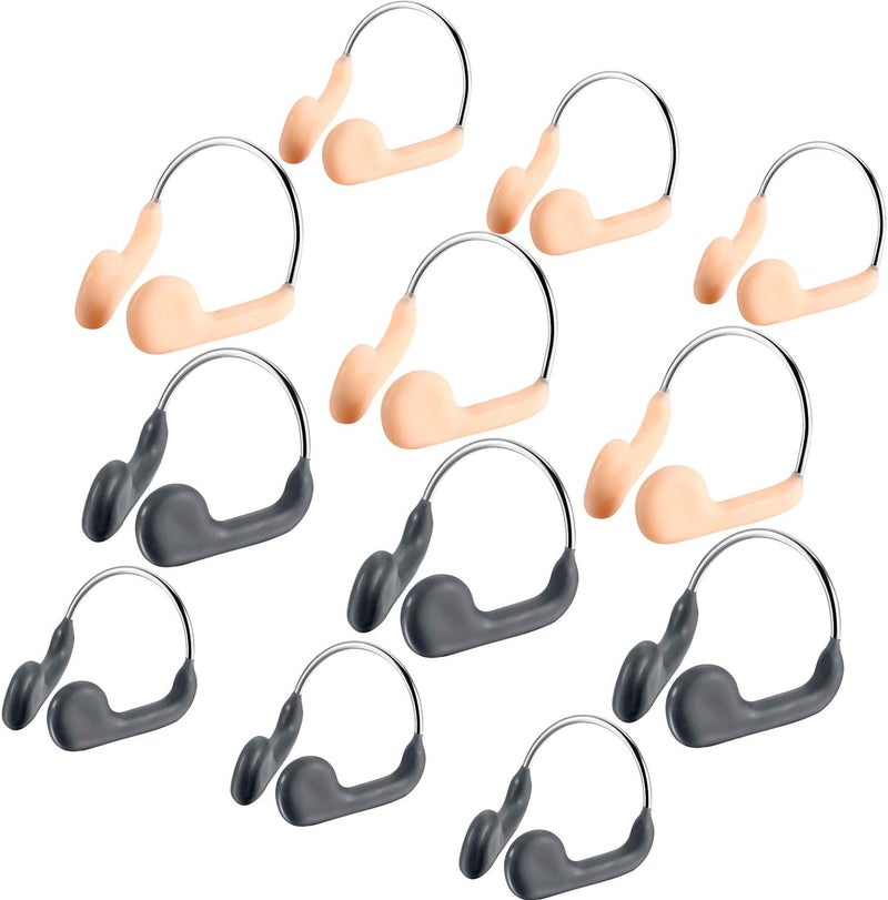 Fiada 12 Pieces Swimming Nose Plug Metal Swim Nose Clip for Adult Training Swimming Beginners - Image 1